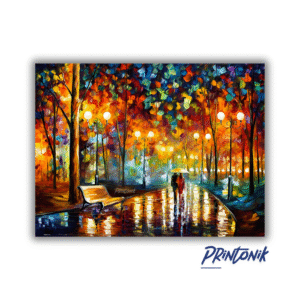Retablo Paseo Romántico Bajo la Lluvia