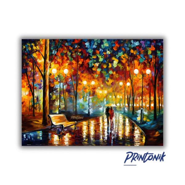 Retablo Paseo Romántico Bajo la Lluvia