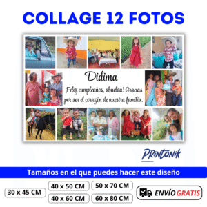 Retablo Personalizado Collage 12 Fotos