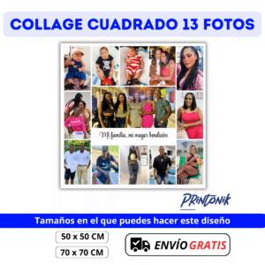 Retablo Personalizado Cuadrado Collage 13 Fotos