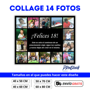 Retablo Personalizado Collage 14 Fotos