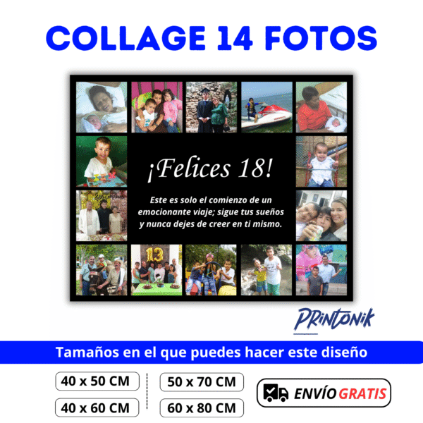 Retablo Personalizado Collage 14 Fotos