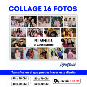 Retablo Personalizado Collage 16 Fotos