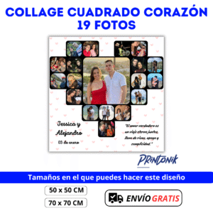 Retablo Cuadrado Collage Corazón 19 Fotos