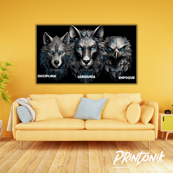 Retablo Motivacional lobo y águila MDF - Image 2