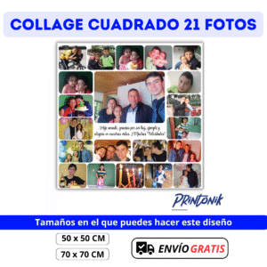 Retablo Personalizado Cuadrado Collage 21 Fotos