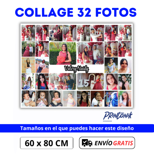 Retablo Personalizado Collage 32 Fotos