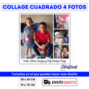 Retablo Personalizado Cuadrado Collage 4 Fotos