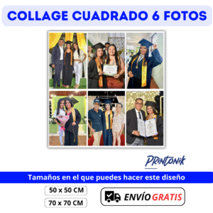 Retablo Personalizado Cuadrado Collage 6 Fotos