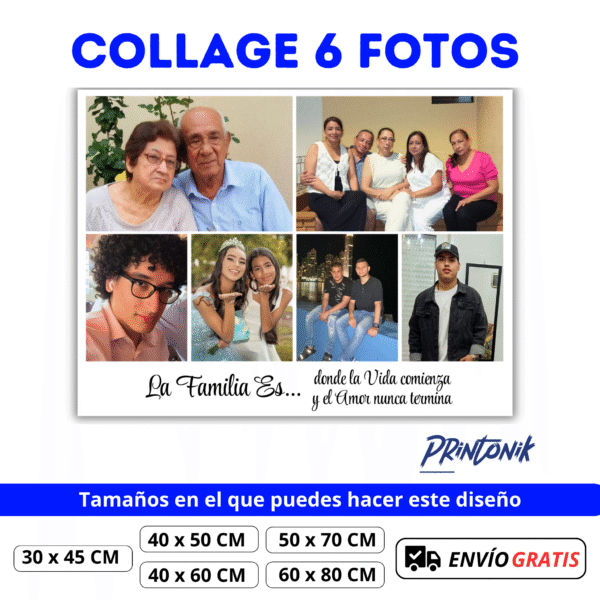 Retablo Personalizado Collage 6 fotos