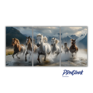Retablo tríptico decorativo de caballos MDF