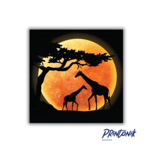 Retablo Decorativo Jirafas al Atardecer